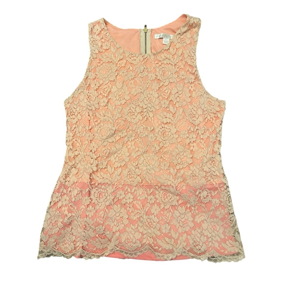Boston Proper Lace Peplum Sleeveless Tank Top Size Large